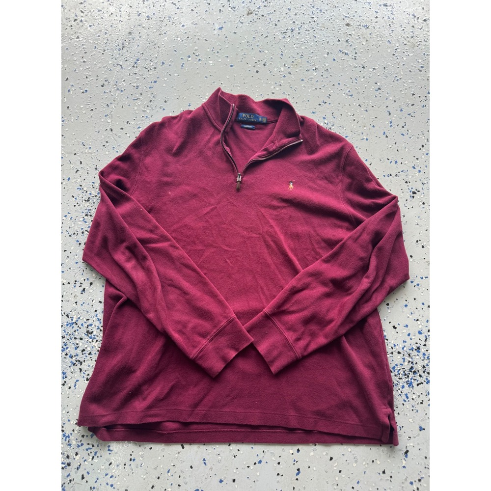 Polo Ralph Lauren Quarter Zip Pullover Sweater Burgundy Estate‎ Rib XL